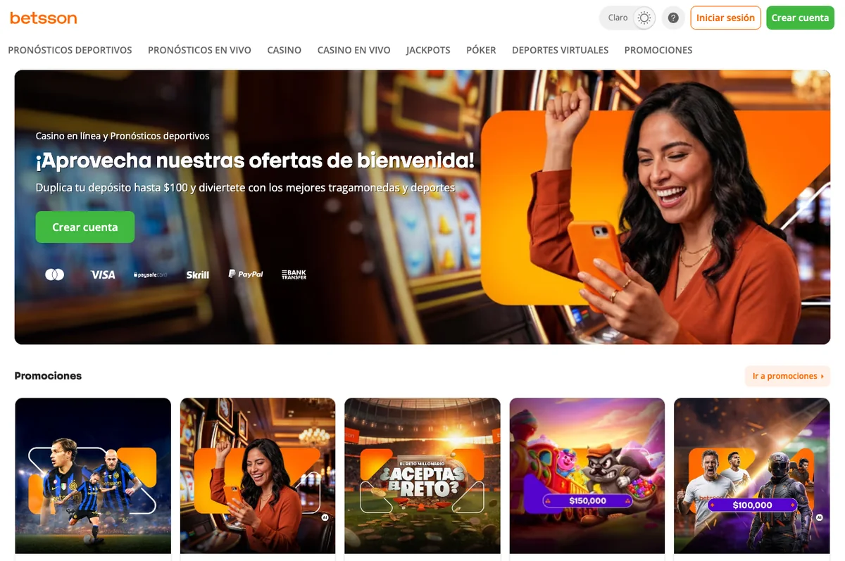 Interfaz pública de Betsson (captura editorial)