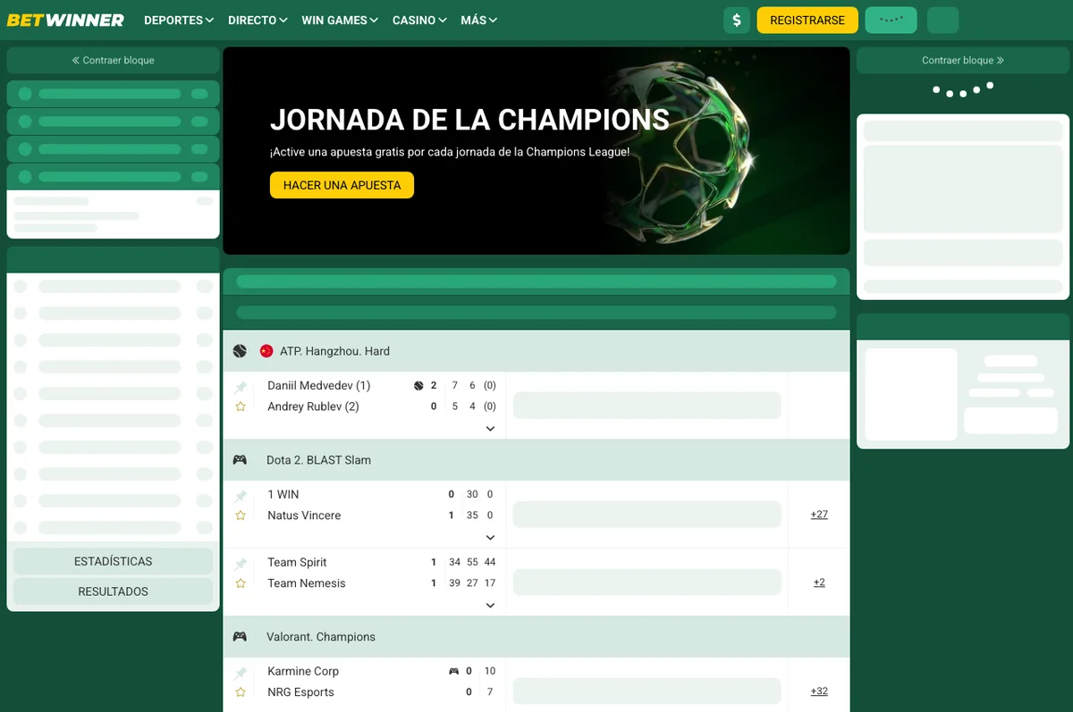 Interfaz pública de Betwinner